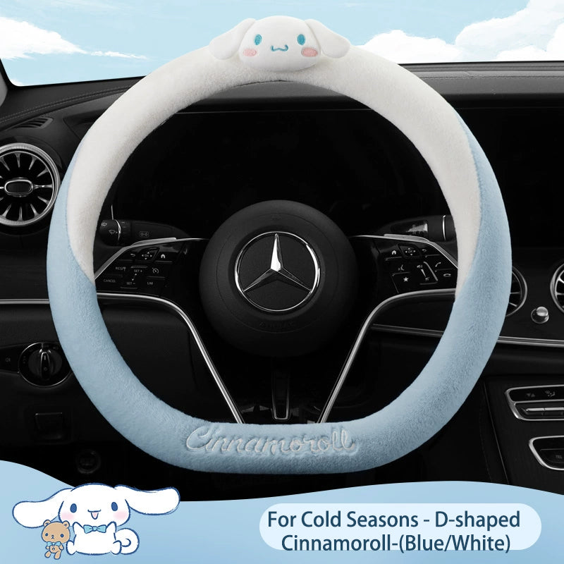 Cartoon Fuzzy Plush Soft Car Steering Wheel Cover