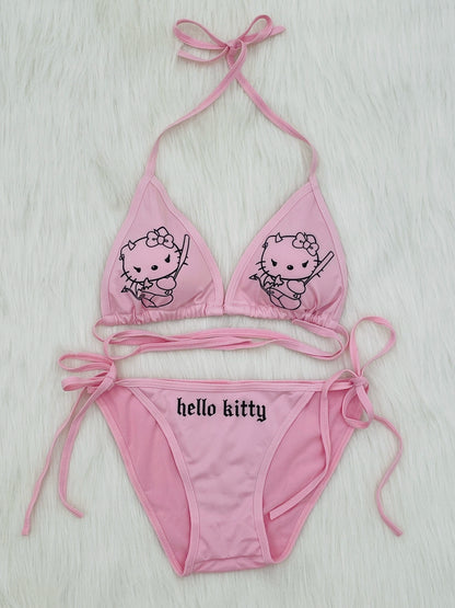 Maillot de bain bikini à motif de chat drôle KI520