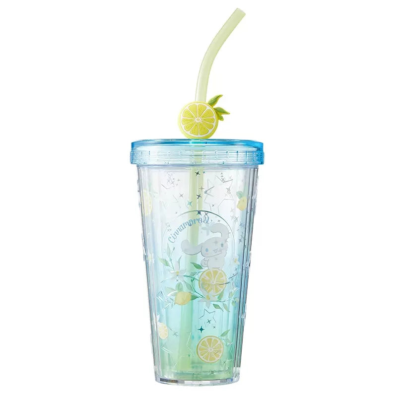 420ml Cartoon Flower Straw Cup