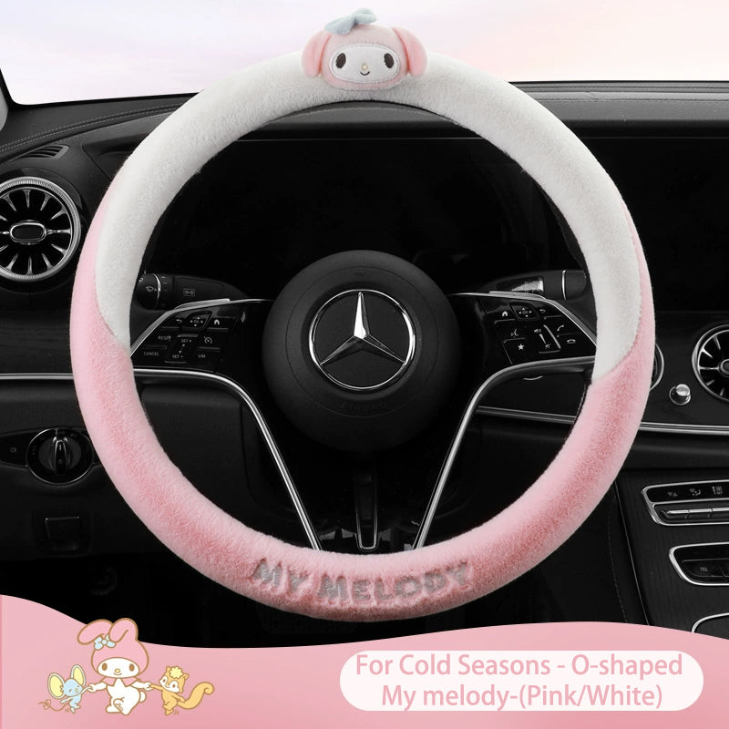 Cartoon Fuzzy Plush Soft Car Steering Wheel Cover