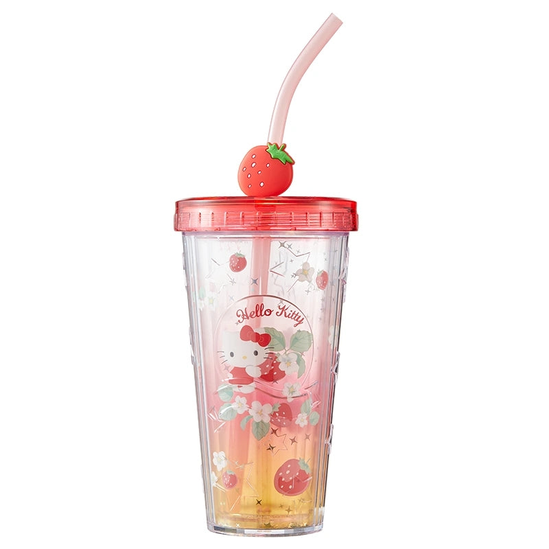 420ml Cartoon Flower Straw Cup