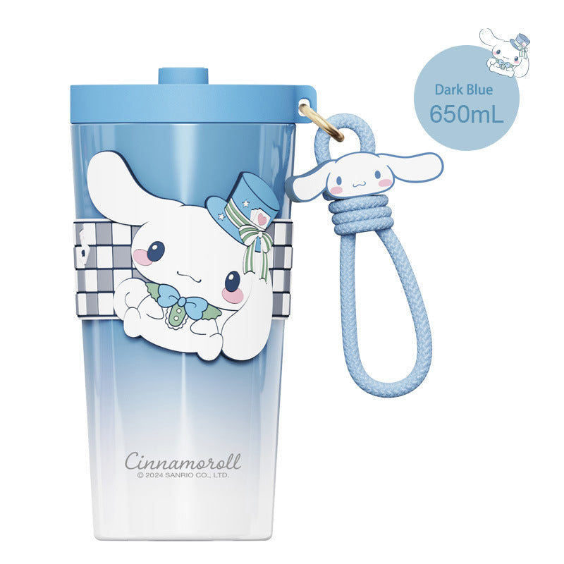 Isolierter Thermobecher mit Strohhalm im Cartoon-Design, 650 ml