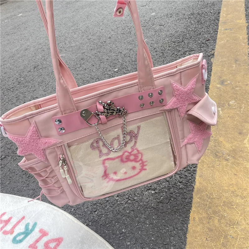 Y2K Pink Kitty Star Message Bag KI537