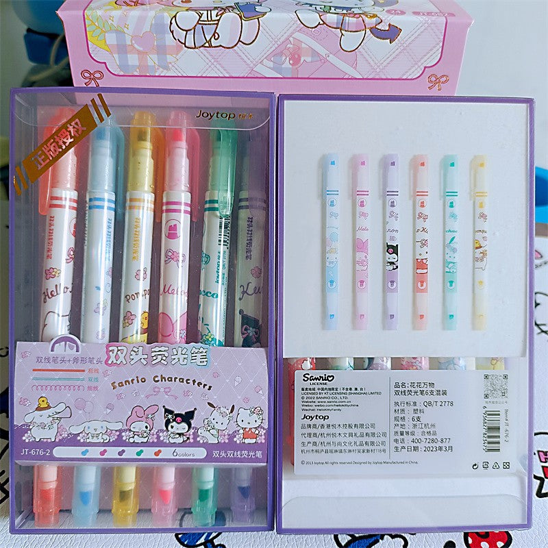 Cartoon Double-ended Highlighters Set