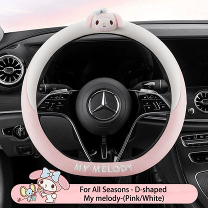 Cartoon Fuzzy Plush Soft Car Steering Wheel Cover