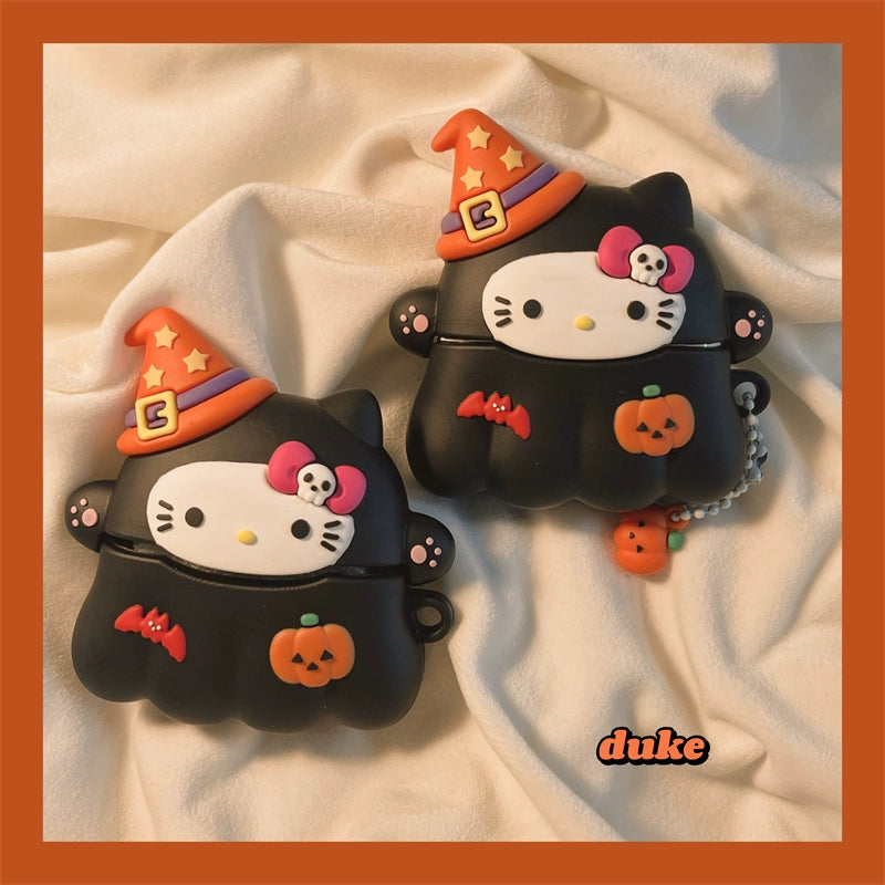 Cartoon Funny Kitty Halloween Pumpkin Airpods Case KI682