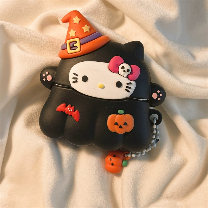 Cartoon Funny Kitty Halloween Pumpkin Airpods Case KI682