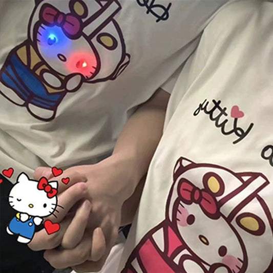 T-shirt chat couple lumineux KI484