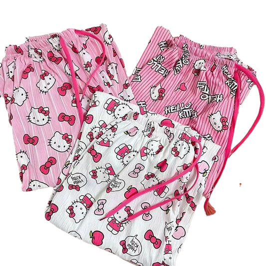 Pj Hellokitty Bottoms Women Pajama Pants Soft Pjs Cute Long