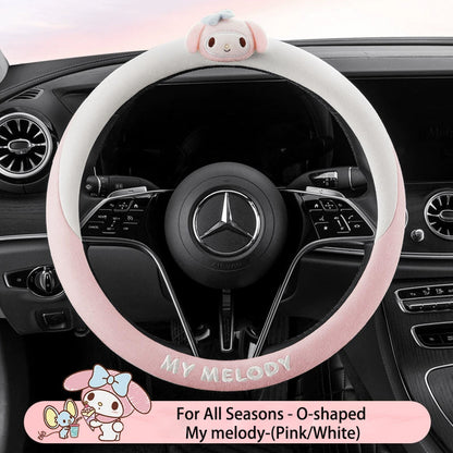 Cartoon Fuzzy Plush Soft Car Steering Wheel Cover