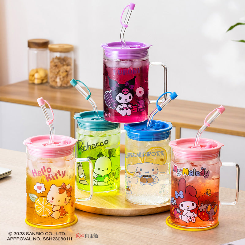 700ml Glass Straw Lid Glass Cup