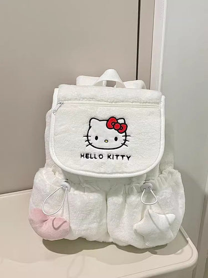 Sac à dos en peluche avec motif de cœur et d'étoile