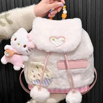 Sac à dos en peluche coeur rose - Kimi