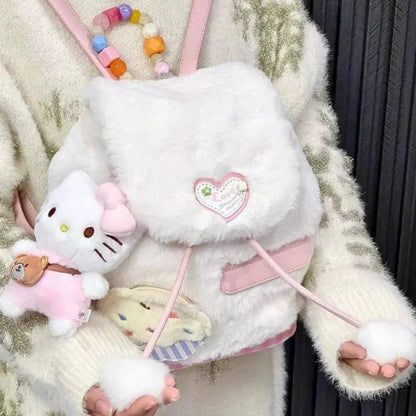 Sac à dos en peluche coeur rose - Kimi