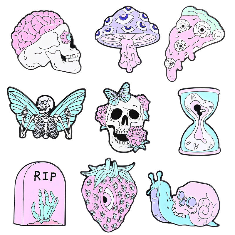 Creepy Pastel Cute Goth Enamel Set Pin