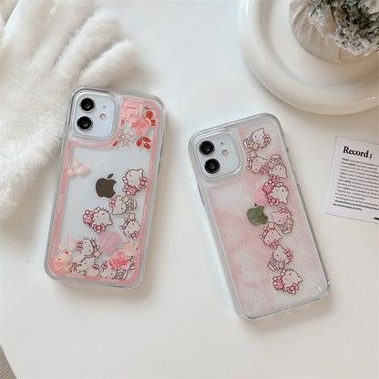 Coque iPhone à motif de fleurs et de sables mouvants