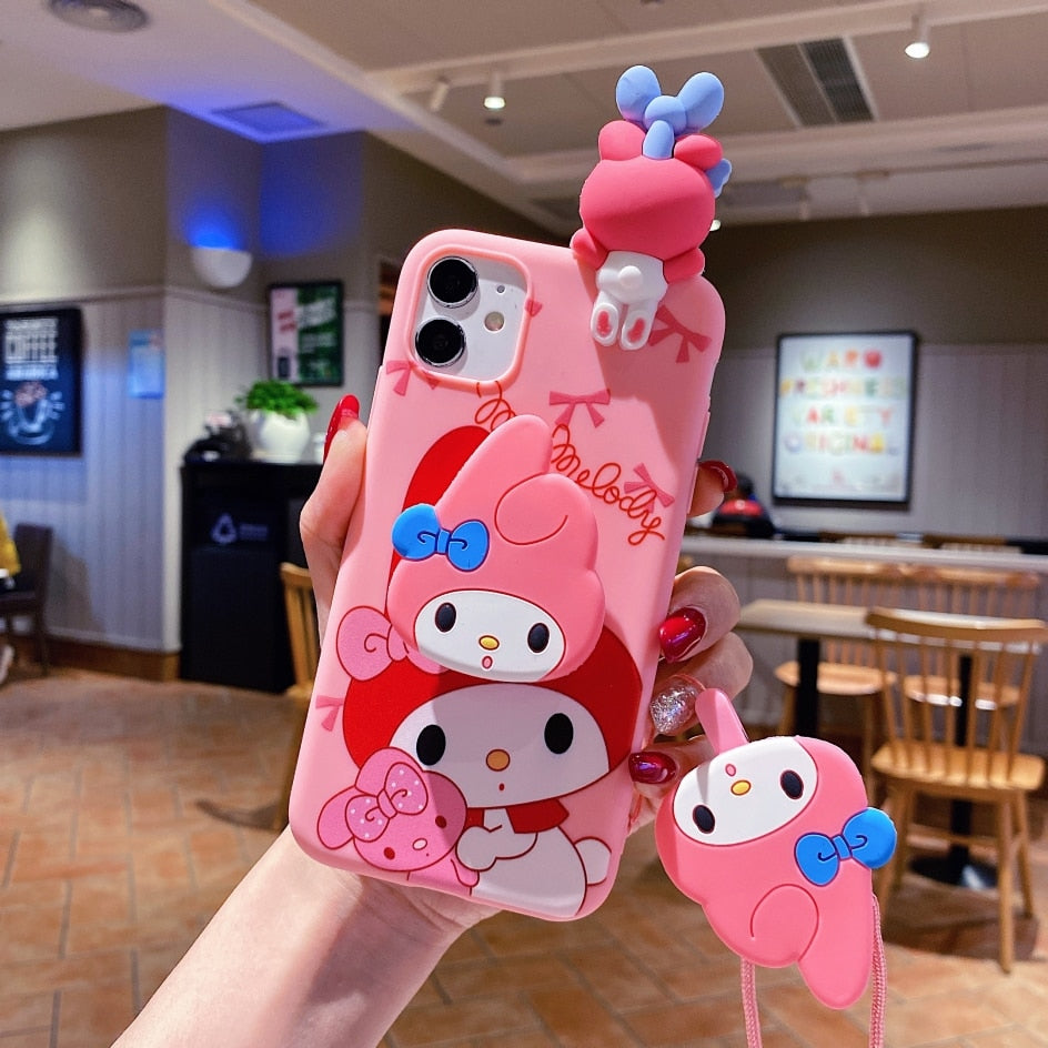 Coque iPhone Melo à motif de chaton rose kawaii