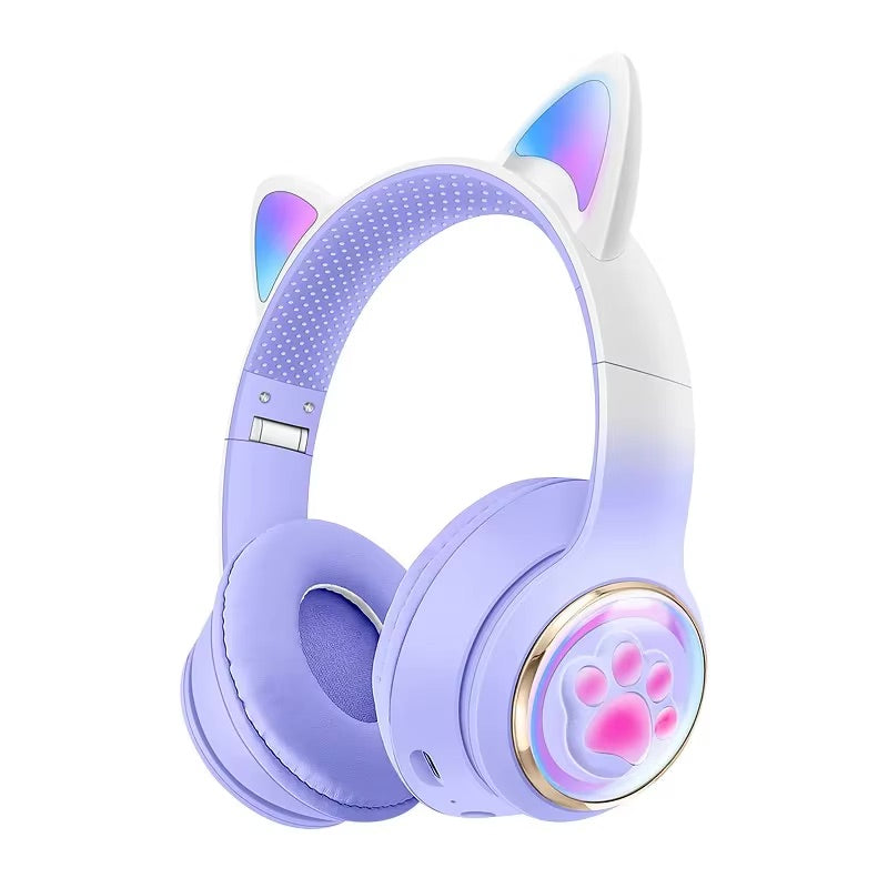 Gaming Headphones Paw Print Ear Cat