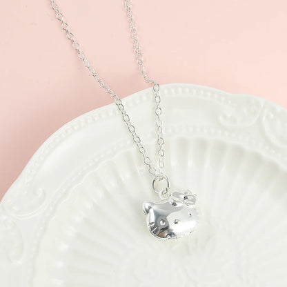 Sliver Openable Kitty Necklace