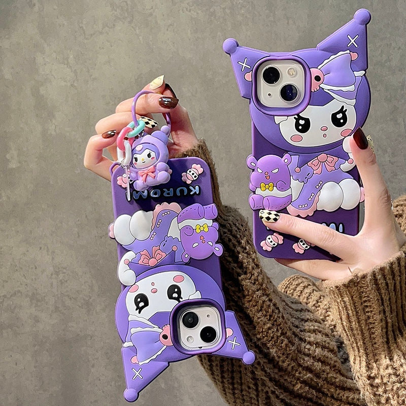 Cute Kuro Purple iPhone Case With Chain