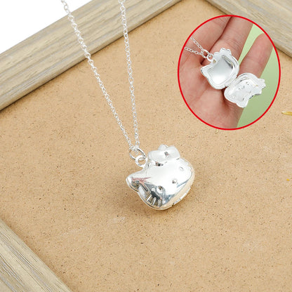 Sliver Openable Kitty Necklace
