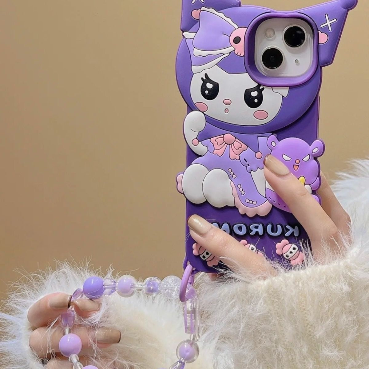 Cute Kuro Purple iPhone Case With Chain