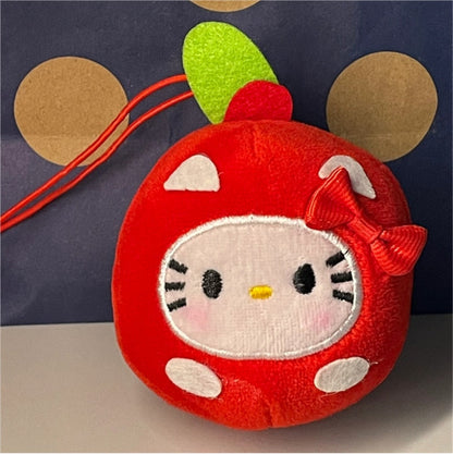 Kawaii Kitty Apple Keychain