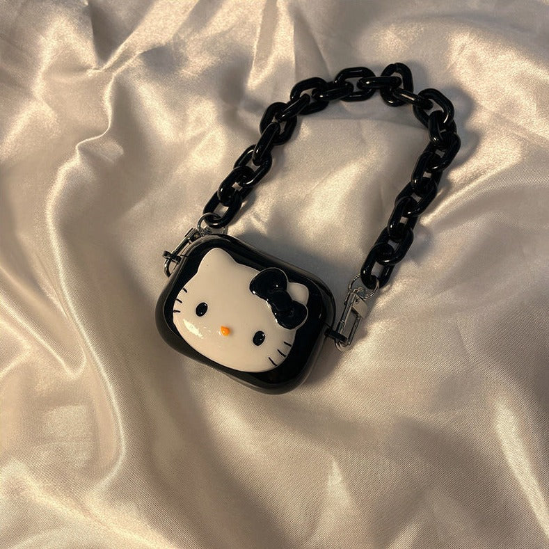 Schwarze Airpods-Hülle „Kitty and Kuro“