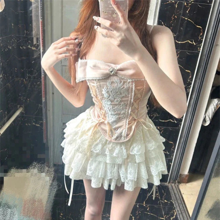 Top Ruffles Skirt Victorian Set Lace