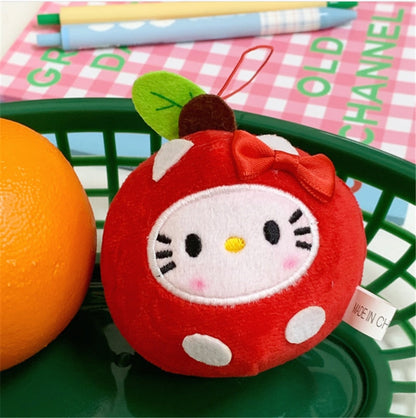 Kawaii Kitty Apple Keychain
