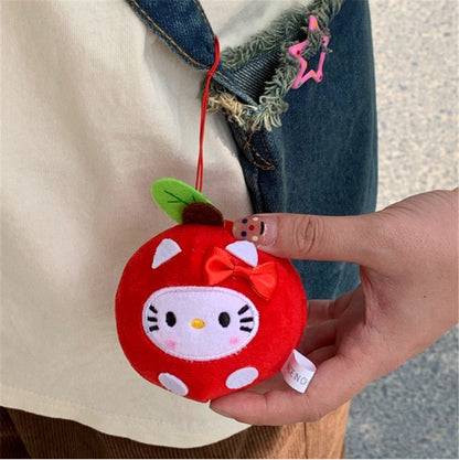 Kawaii Kitty Apple Keychain