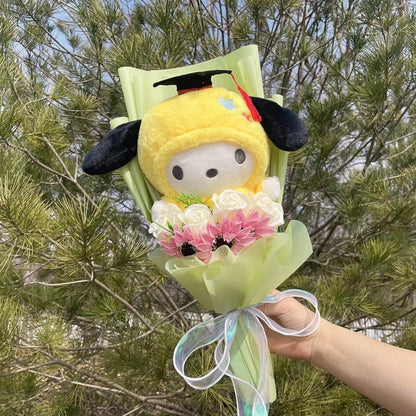 Bouquet de peluches de remise de diplôme de dessin animé