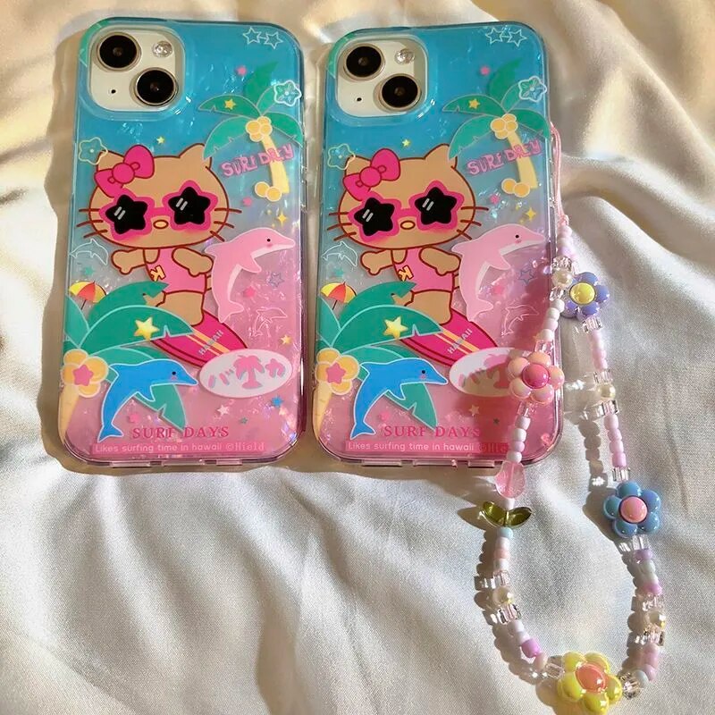 Coque de téléphone avec chaîne Kitty Hawaii SK393