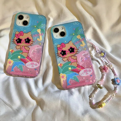 Coque de téléphone avec chaîne Kitty Hawaii SK393