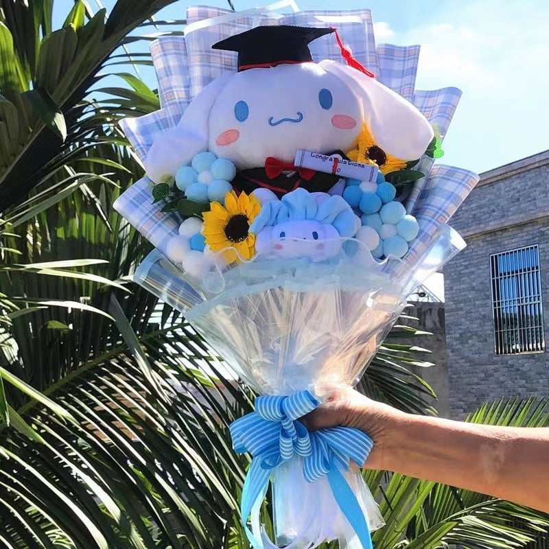 Bouquet de peluches de remise de diplôme de dessin animé