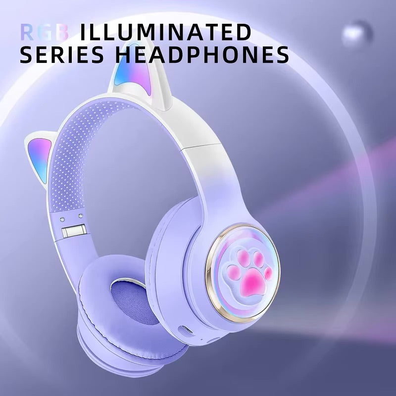 Gaming Headphones Paw Print Ear Cat