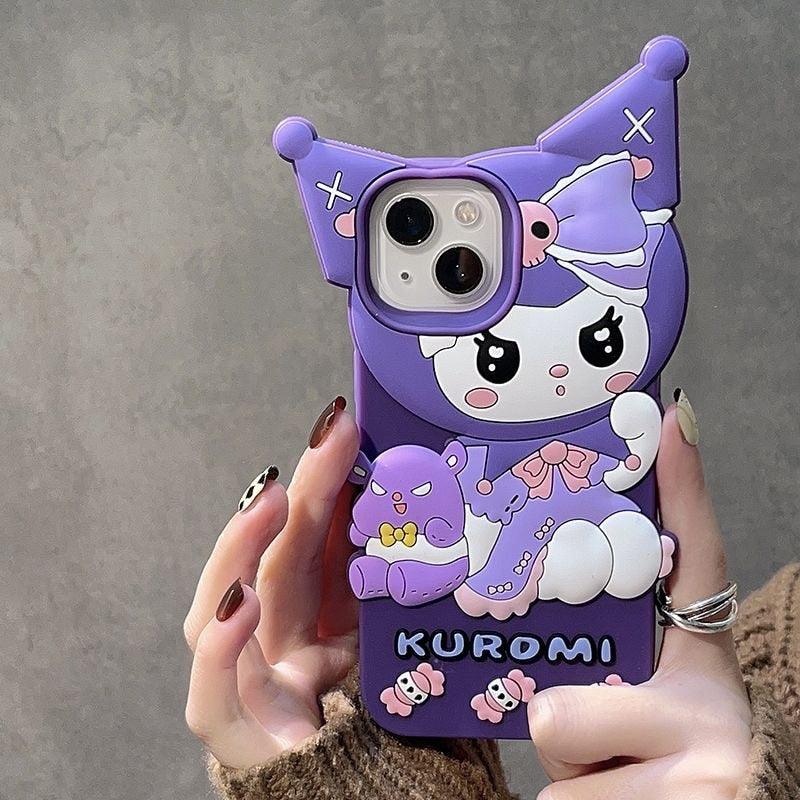 Cute Kuro Purple iPhone Case With Chain