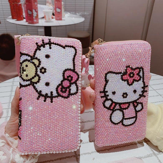 Portefeuille à strass Pink Kitty