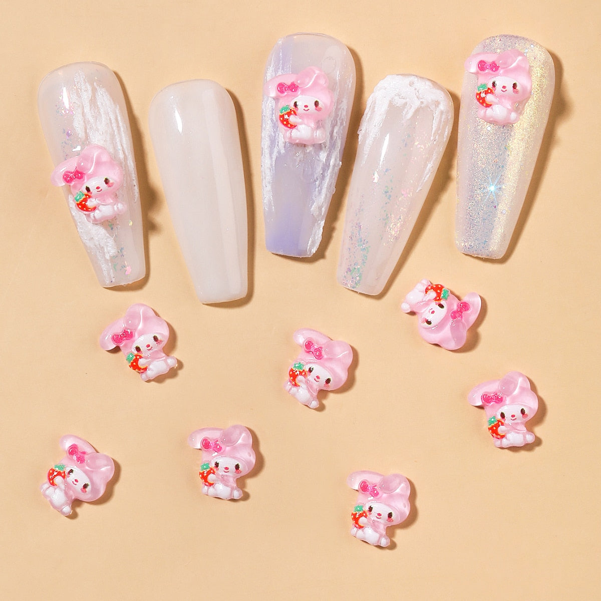 Nail Art Melo Rose Fraise