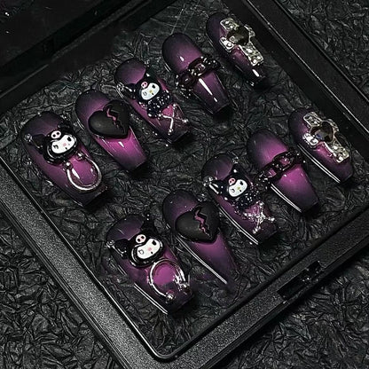 Gothic Schwarze Kuro Press On Nägel