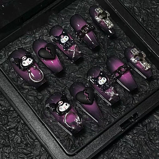Ongles à coller gothiques noirs Kuro