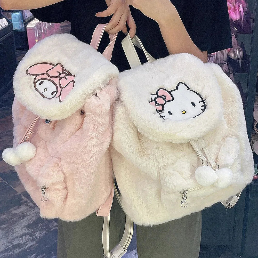 Fuzzy Backpacks Pompom Kawaii