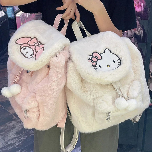 Fuzzy Backpacks Pompom Kawaii