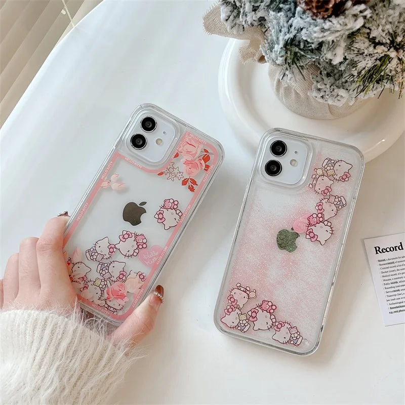 Coque iPhone à motif de fleurs et de sables mouvants