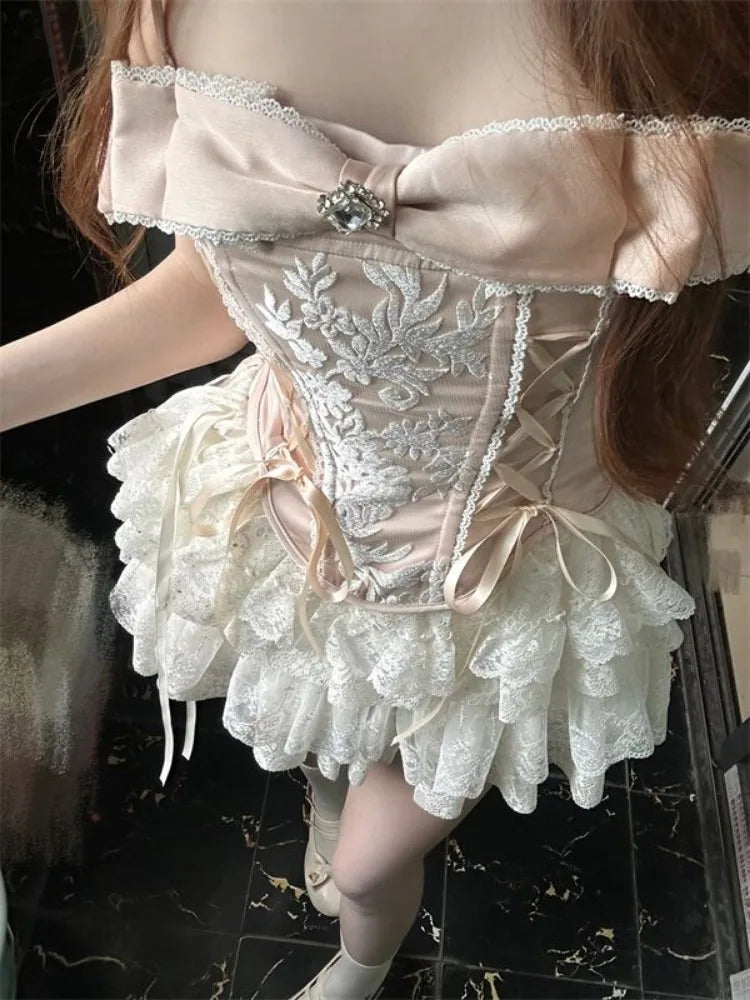 Top Ruffles Skirt Victorian Set Lace