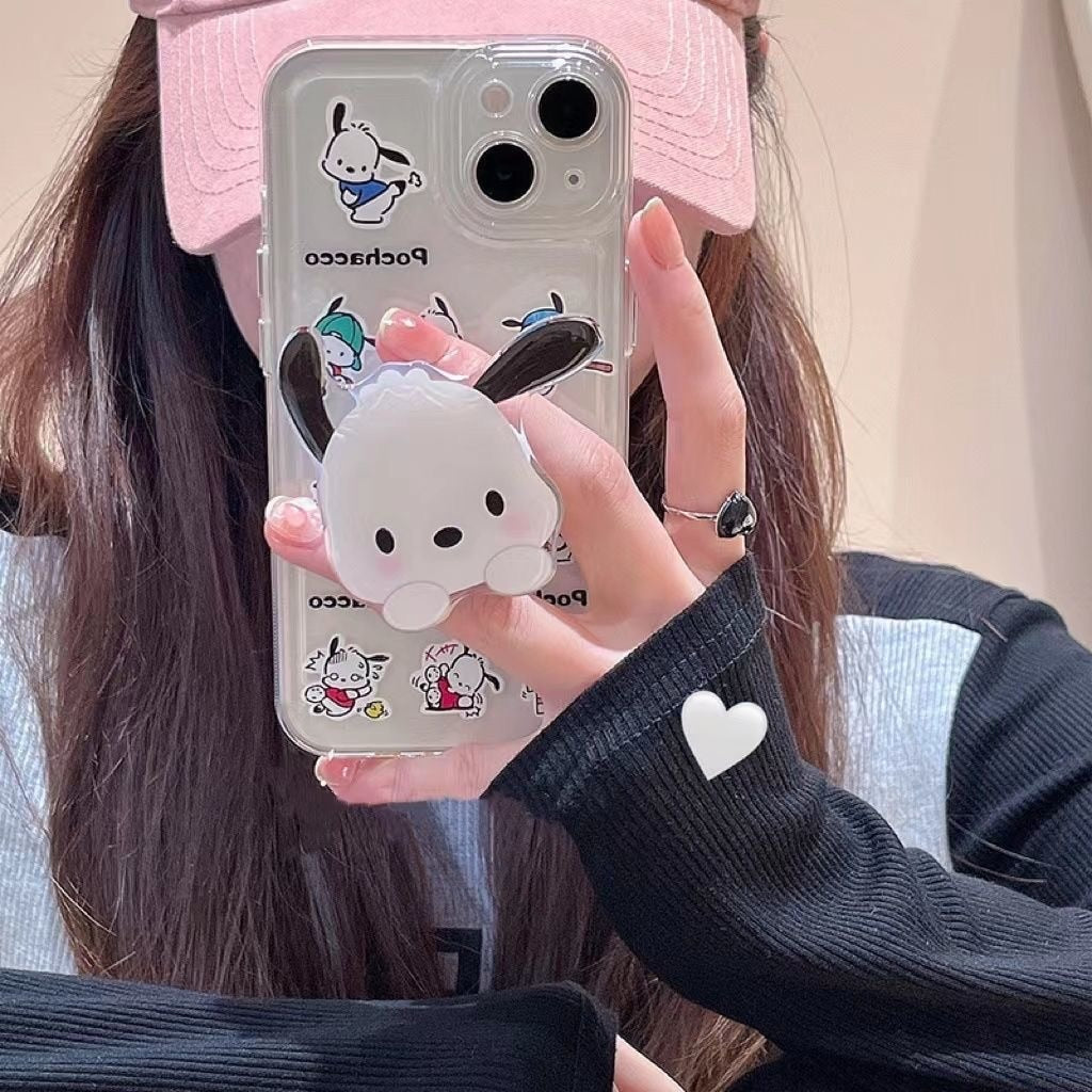 White Pocha Phone Case With Grip