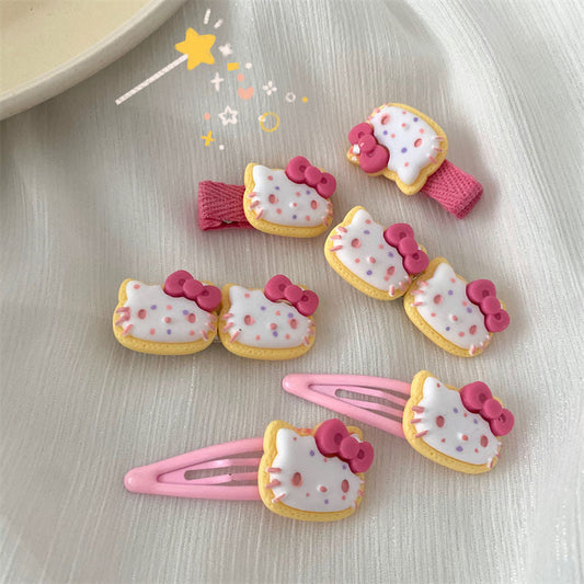 Pinces à cheveux en forme de biscuits Pink Kitty