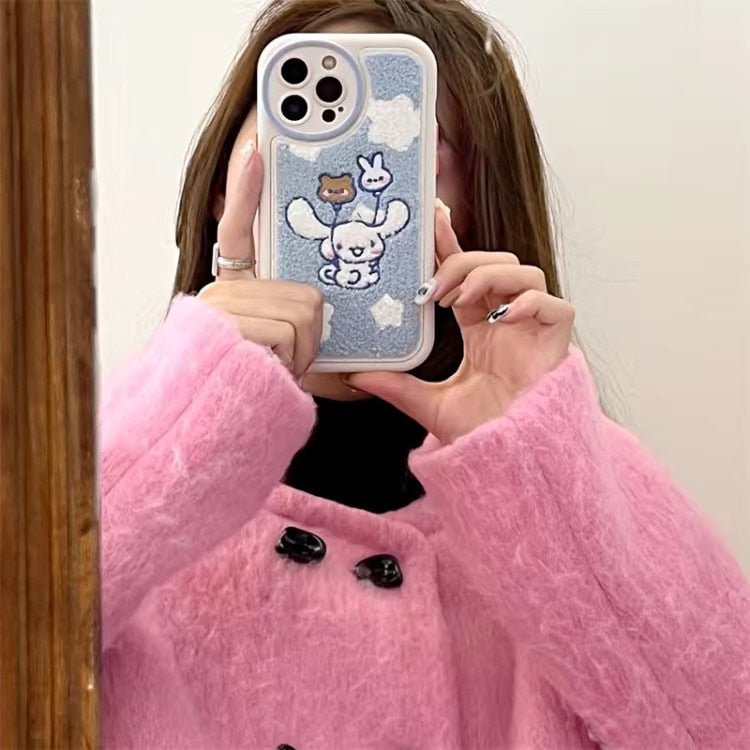 Süße iPhone-Hülle mit Anime-Stickerei