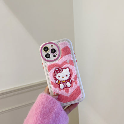 Süße iPhone-Hülle mit Anime-Stickerei