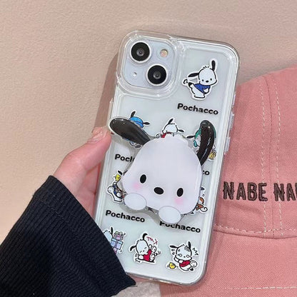 White Pocha Phone Case With Grip